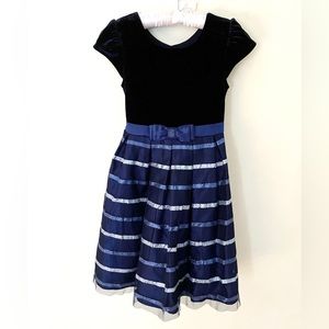 Sparkly and special holiday dress with glittery stripes - girls 7